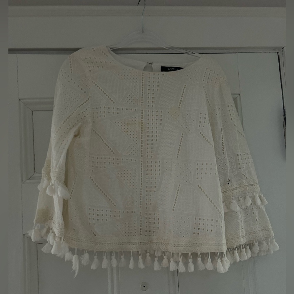 Sugarlips Cream Textured Women's Blouse